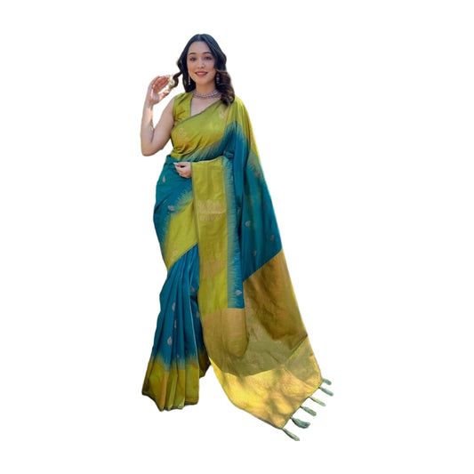Women's Silk Printed Saree — Rama · Rama AllQwik