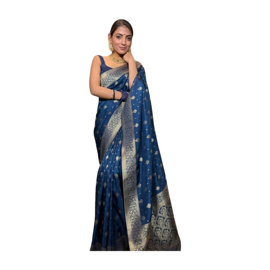 Women's Silk Printed Saree — Rama · Rama AllQwik