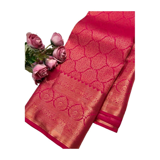 Women's Silk Printed Saree — Rani Pink · _Pnk AllQwik
