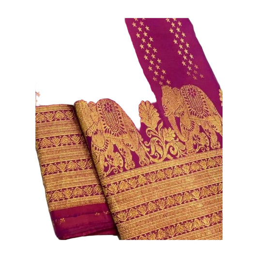 Women's Silk Printed Saree — Rani Pink · _Pnk AllQwik