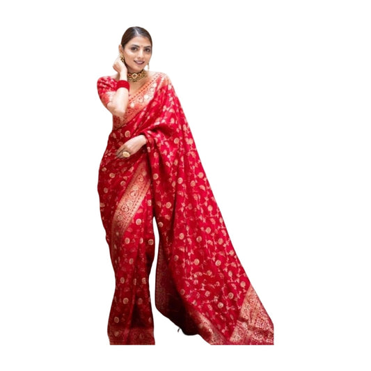 Women's Silk Printed Saree — Red · _Red AllQwik