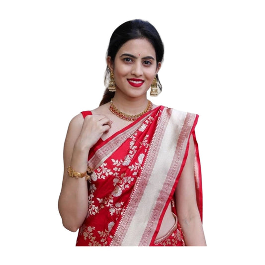Women's Silk Printed Saree — White · _Flr AllQwik