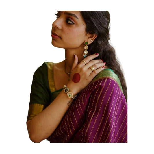 Women's Silk Printed Saree — Wine · Wine AllQwik
