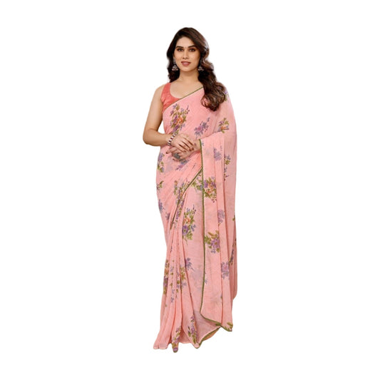 Women's Small Lace Georgette Printed Ready-To-Wear Saree — P AllQwik