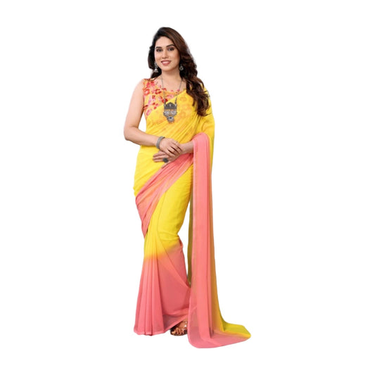 Women's Small Lace Georgette Solid Ready-To-Wear Saree — Pin AllQwik