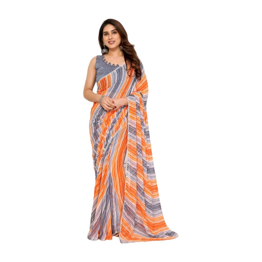Women's Small Lace Georgette Striped Ready-To-Wear Saree — G AllQwik