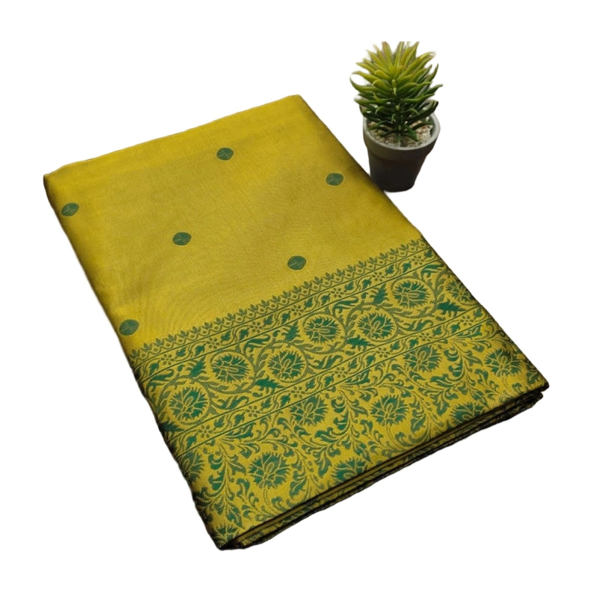 Women's Soft Lichi Silk Printed Saree — Green · _127 AllQwik