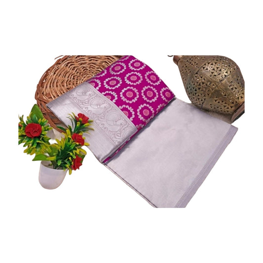 Women's Soft Lichi Silk Printed Saree — Pink · 0Pnk AllQwik