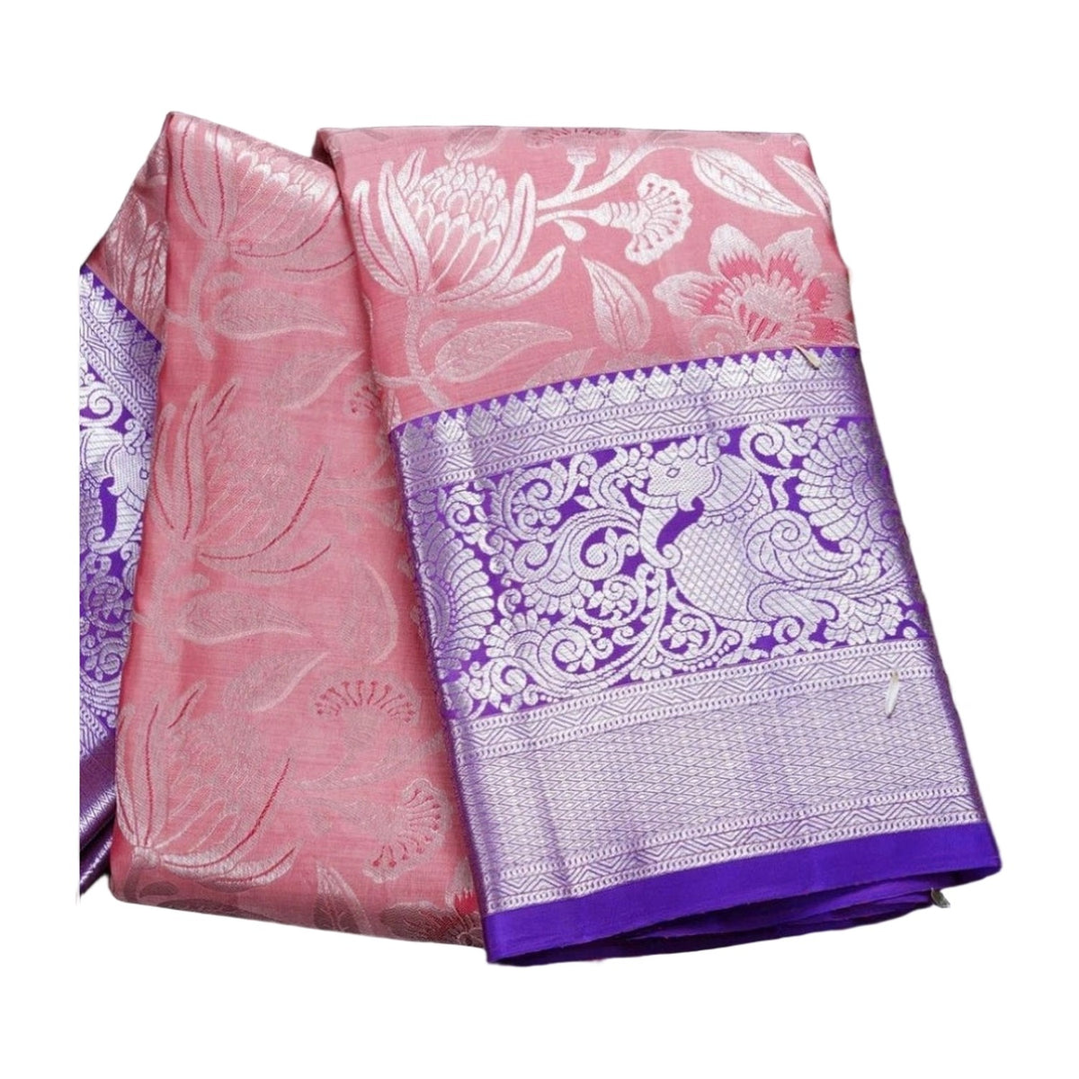 Women's Soft Lichi Silk Printed Saree — Purple · 9Prl AllQwik
