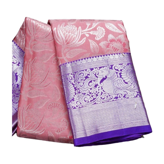 Women's Soft Lichi Silk Printed Saree — Purple · 9Prl AllQwik