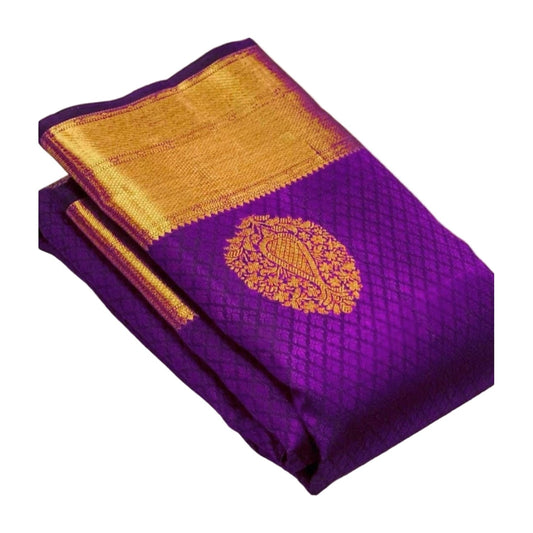Women's Soft Lichi Silk Printed Saree — Purple · _Prl AllQwik