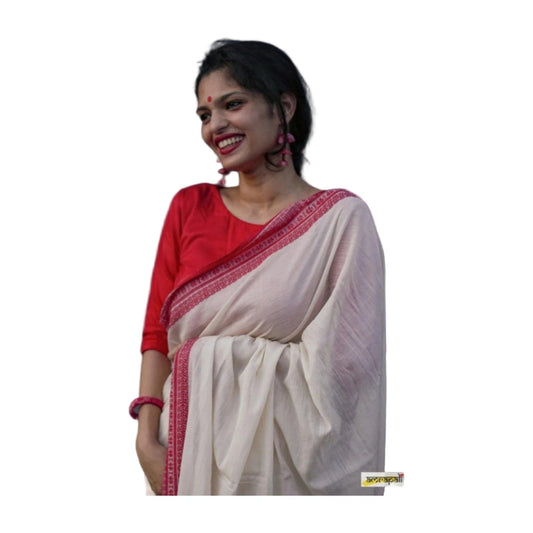 Women's Soft Lilan Printed Saree — White · _193 AllQwik