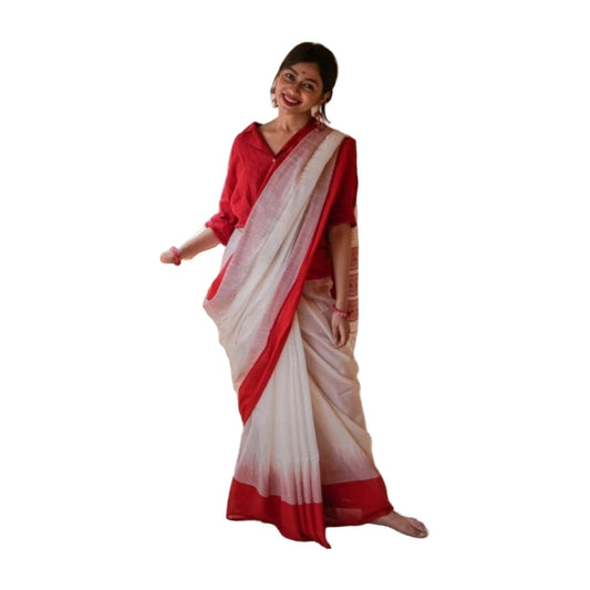 Women's Soft Lilan Printed Saree — White · _196 AllQwik