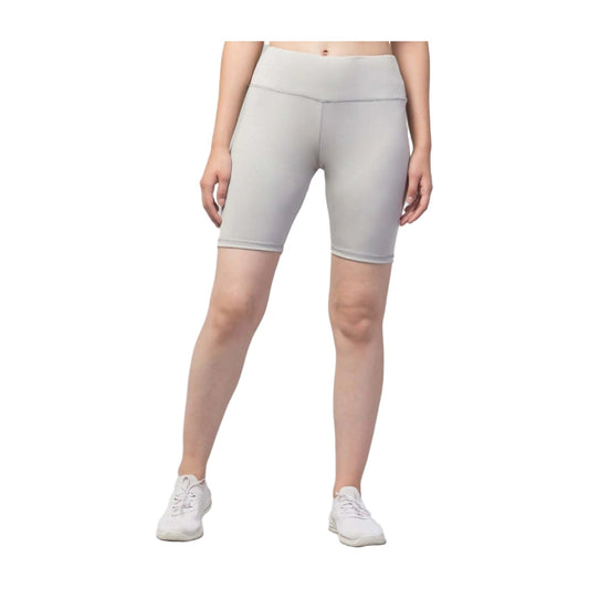 Women's Solid Above Knee High-Rise Shorts — Grey · 04_L AllQwik