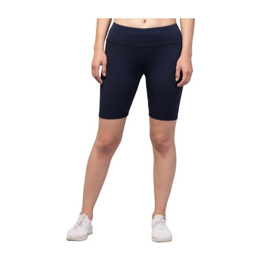 Women's Solid Above Knee High-Rise Shorts — Navy AllQwik