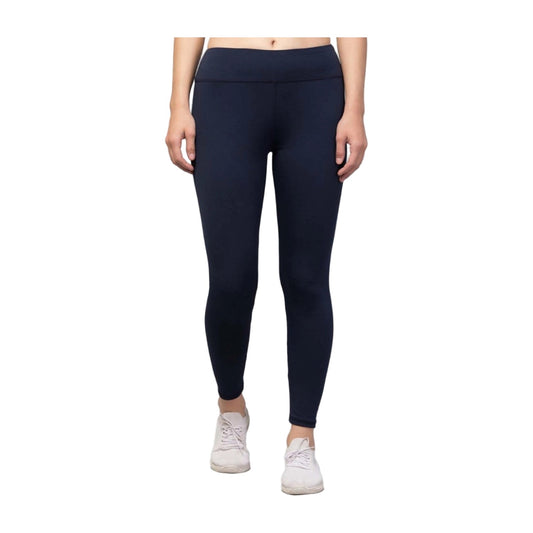 Women's Solid Ankle Length High-Rise Tights — Navy AllQwik