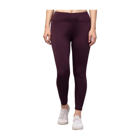 Women's Solid Ankle Length High-Rise Tights — Purple AllQwik