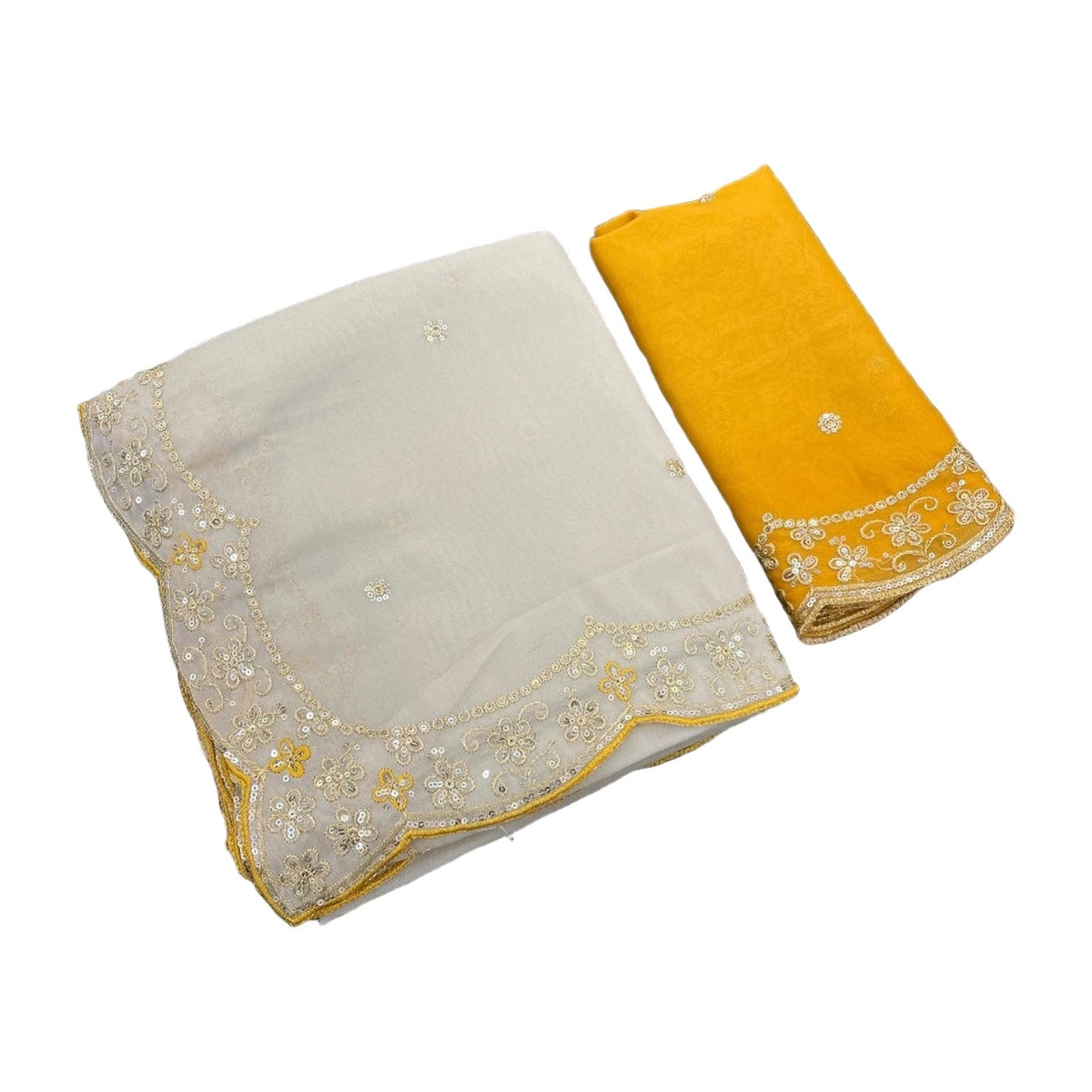 Women's Star Georgette Embellished Saree — Beige AllQwik