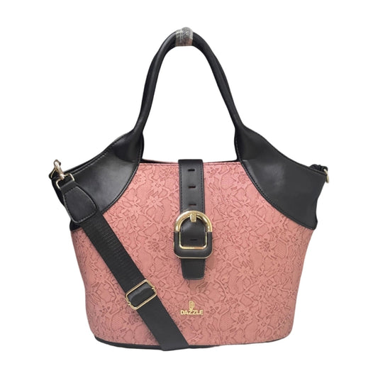 Women's Textured Two Tone Tote Handbag — Pink AllQwik