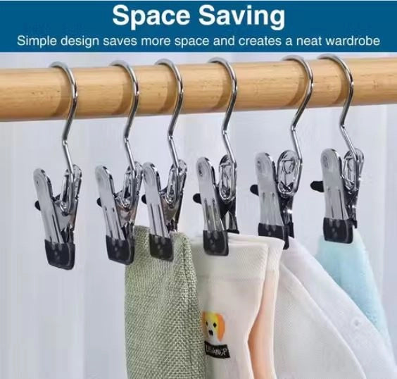 Stainless Steel Hangers with Clips Stylish 10pcs · Pack of 1