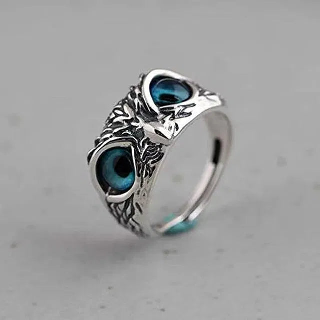 Silver Plated Owl Eye Ring for Men & Women