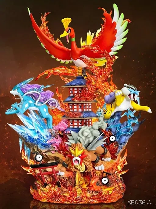Ho-Oh & Legendary Beasts Resin Statue – Premium Pokémon Diorama Collectible