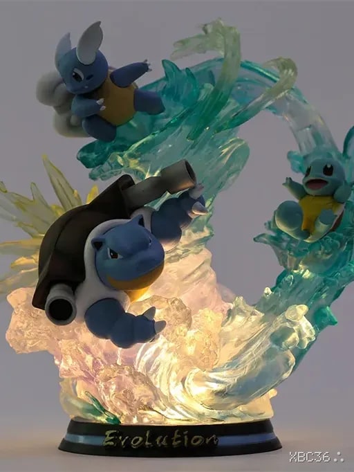 Pokémon Blastoise Evolution Statue – Squirtle Wartortle Blastoise Water-Type Collectible Figure