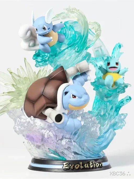 Pokémon Blastoise Evolution Statue – Squirtle Wartortle Blastoise Water-Type Collectible Figure