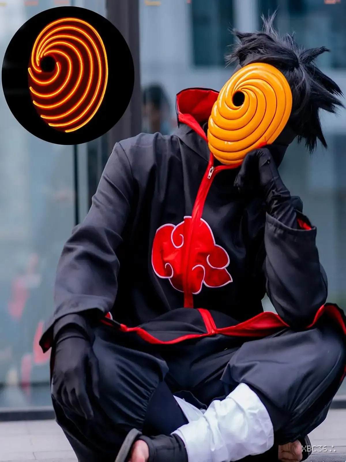 LED Swirl Anime Mask – Light-Up Obito/Kamui Cosplay EL Wire Mask