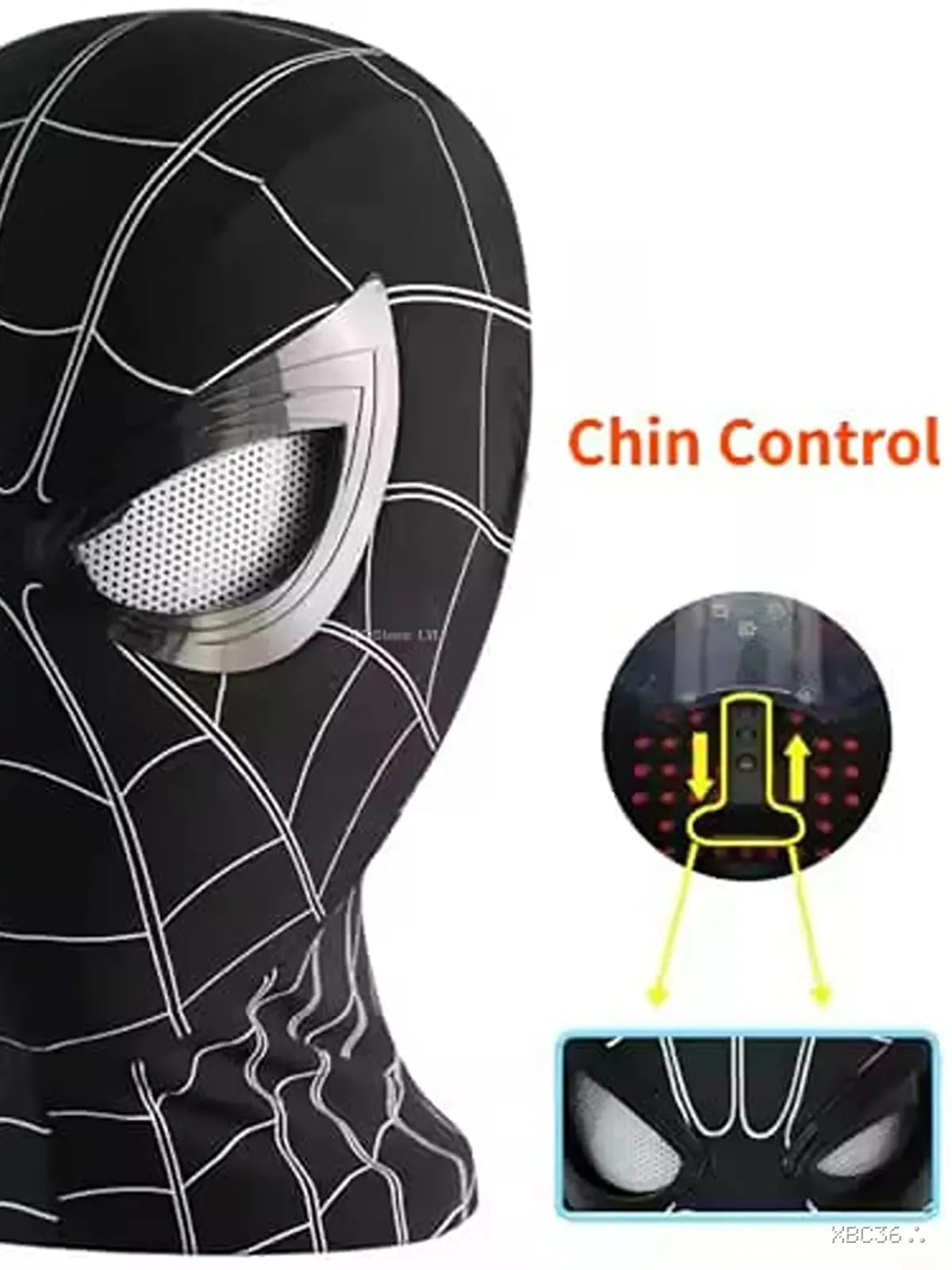 Black Spider-Man Mask – Jaw-Controlled Blinking Eyes
