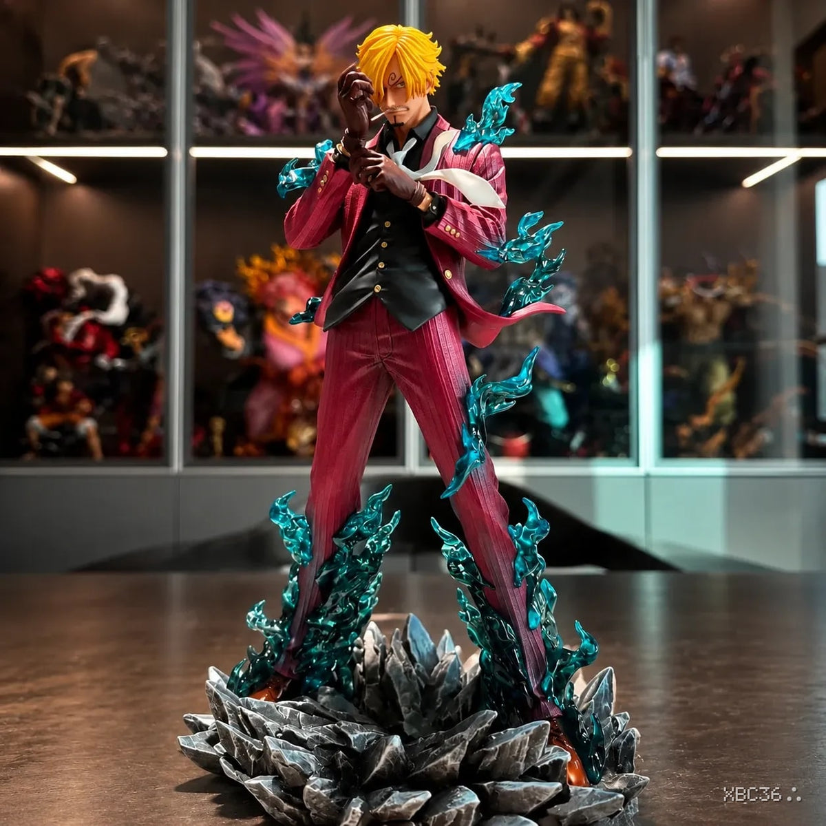 Sanji Ifrit Jambe Figure – One Piece Premium Anime Statue with Blue Flame Effect